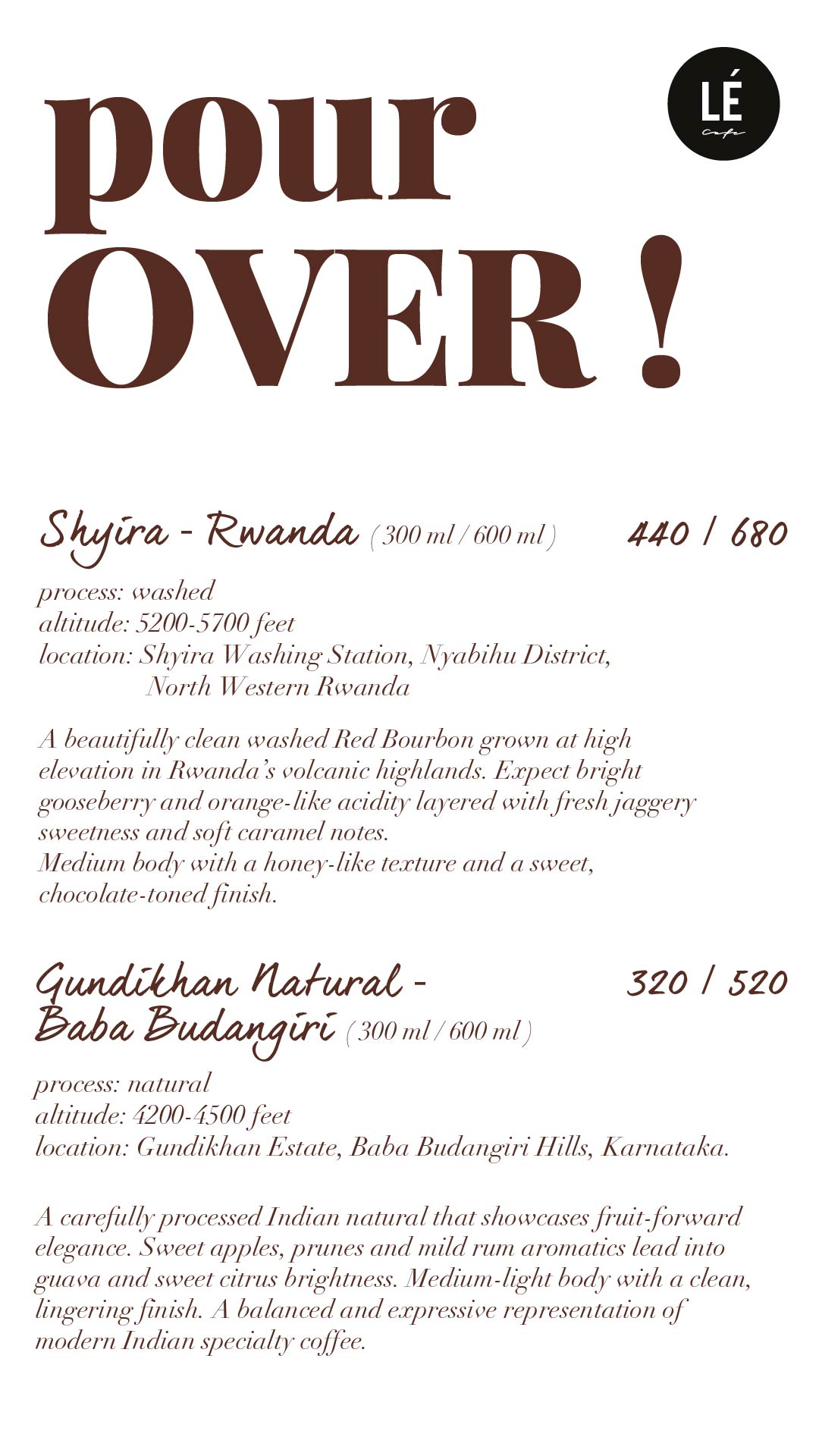 Pour Over Menu Page 1